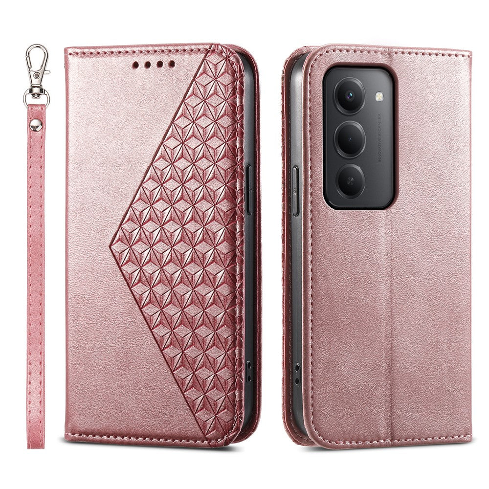 For Xiaomi Redmi 15 4G (EU) (171mm) Case Calf Texture PU Leather Wallet Phone Cover with Wrist Strap