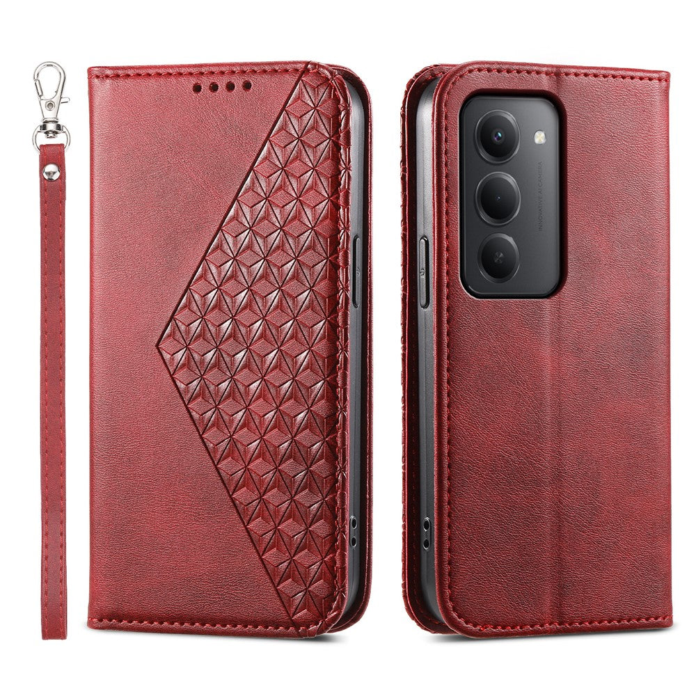 For Xiaomi Redmi 15 4G (EU) (171mm) Case Calf Texture PU Leather Wallet Phone Cover with Wrist Strap