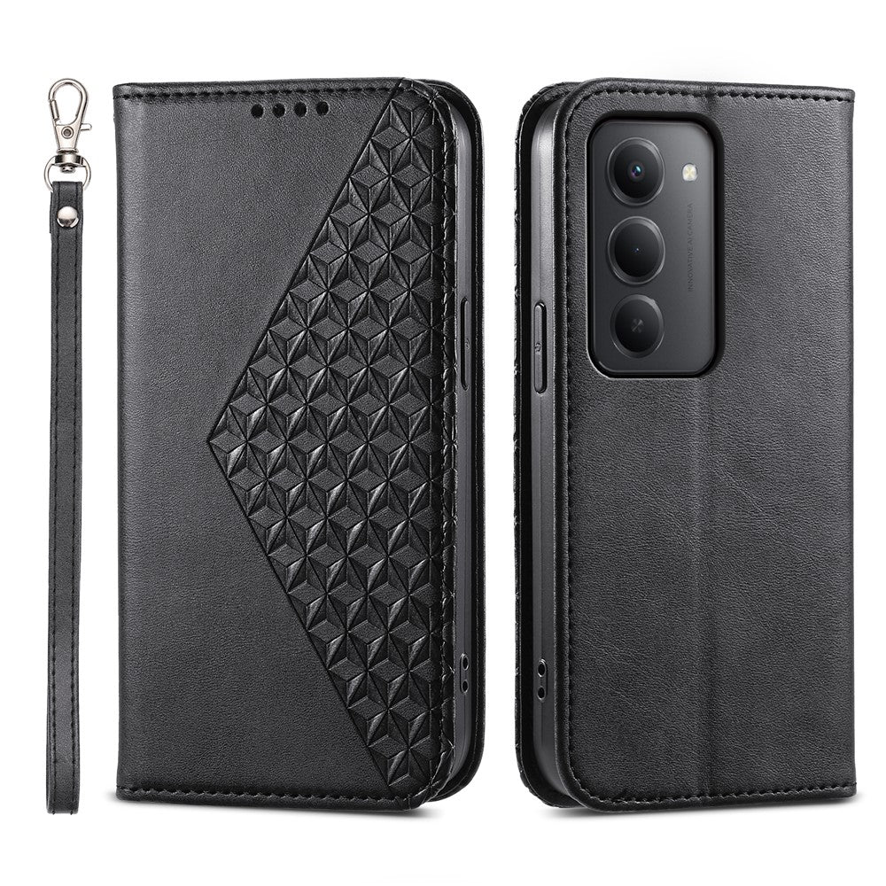 For Xiaomi Redmi 15 4G (EU) (171mm) Case Calf Texture PU Leather Wallet Phone Cover with Wrist Strap