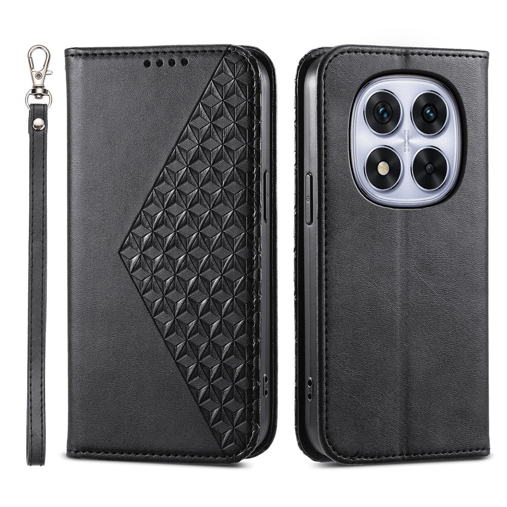 For Xiaomi Poco M8 Pro 5G / Redmi Note 15 Pro+ 5G (Global) Case Calf Texture PU Leather Wallet Phone Cover with Wrist Strap