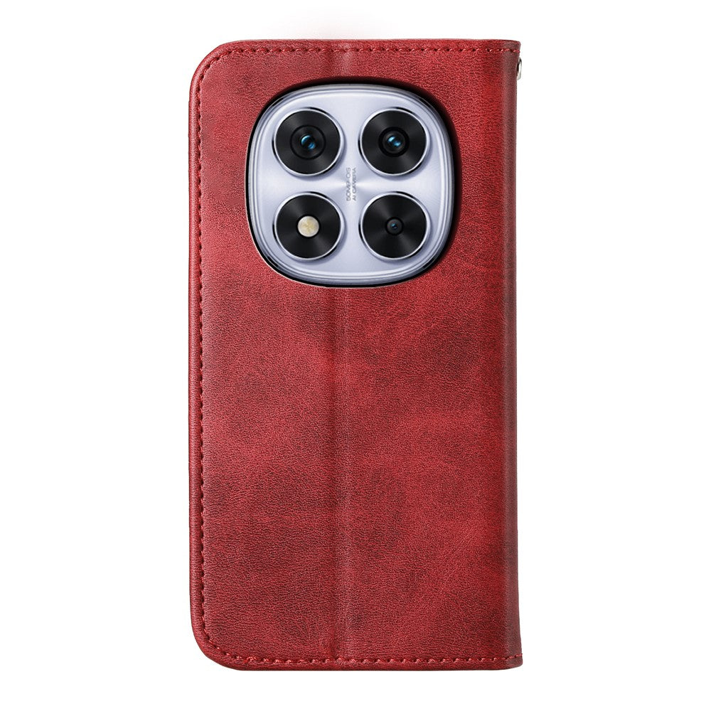 For Xiaomi Poco M8 Pro 5G / Redmi Note 15 Pro+ 5G (Global) Case Calf Texture PU Leather Wallet Phone Cover with Wrist Strap