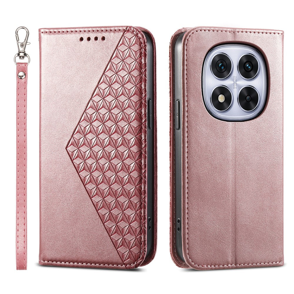 For Xiaomi Poco M8 Pro 5G / Redmi Note 15 Pro+ 5G (Global) Case Calf Texture PU Leather Wallet Phone Cover with Wrist Strap