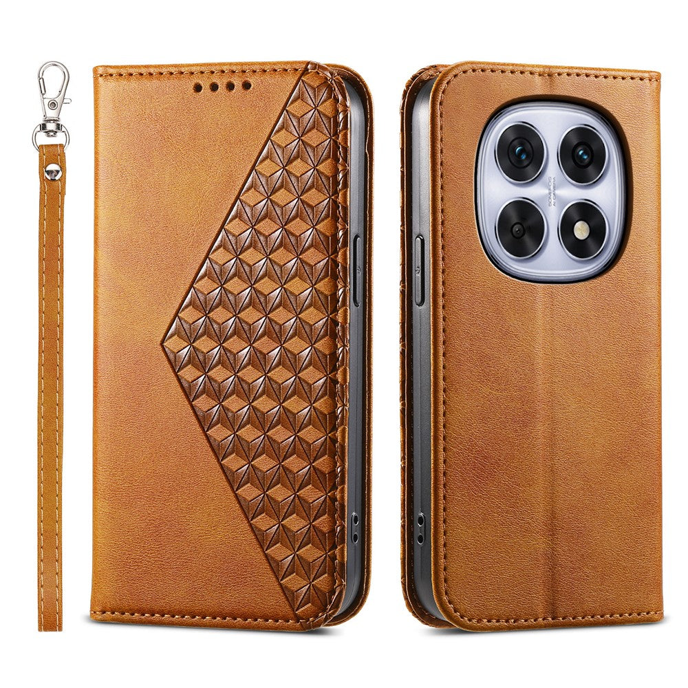 For Xiaomi Poco M8 5G / Redmi Note 15 5G (Global) Case Calf Texture PU Leather Wallet Phone Cover with Wrist Strap