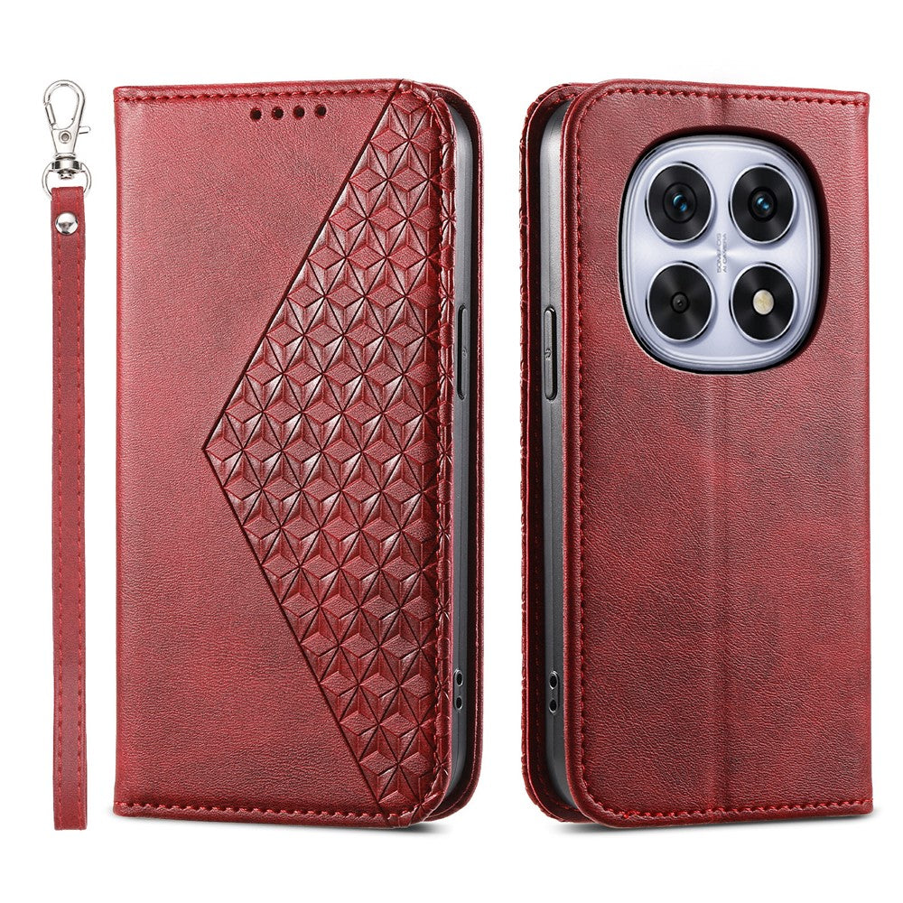 For Xiaomi Poco M8 5G / Redmi Note 15 5G (Global) Case Calf Texture PU Leather Wallet Phone Cover with Wrist Strap