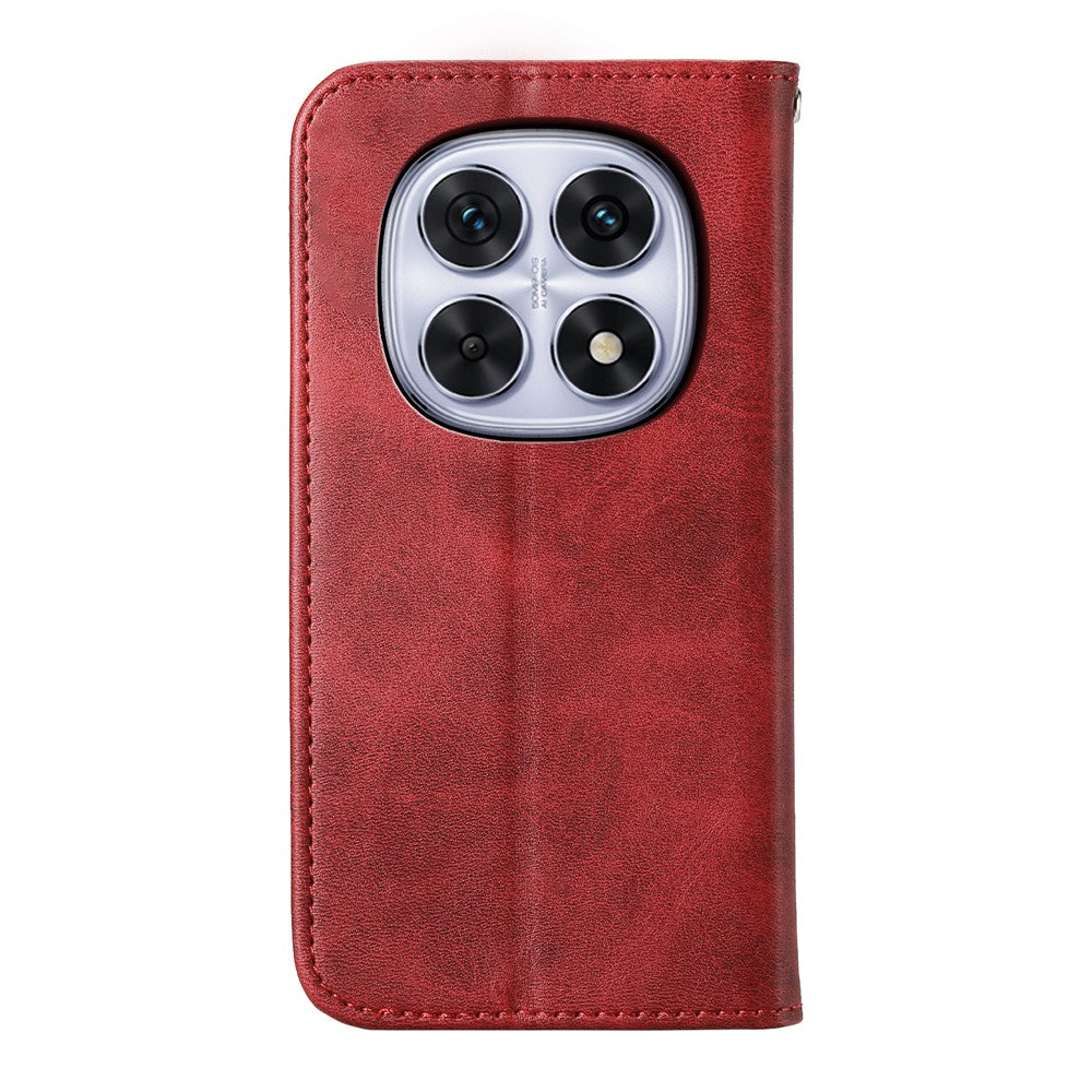 For Xiaomi Poco M8 5G / Redmi Note 15 5G (Global) Case Calf Texture PU Leather Wallet Phone Cover with Wrist Strap