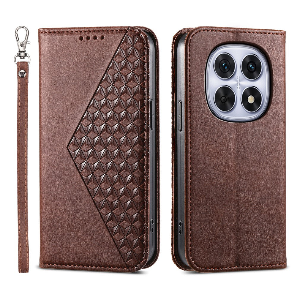 For Xiaomi Poco M8 5G / Redmi Note 15 5G (Global) Case Calf Texture PU Leather Wallet Phone Cover with Wrist Strap