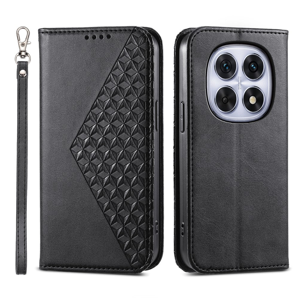 For Xiaomi Poco M8 5G / Redmi Note 15 5G (Global) Case Calf Texture PU Leather Wallet Phone Cover with Wrist Strap