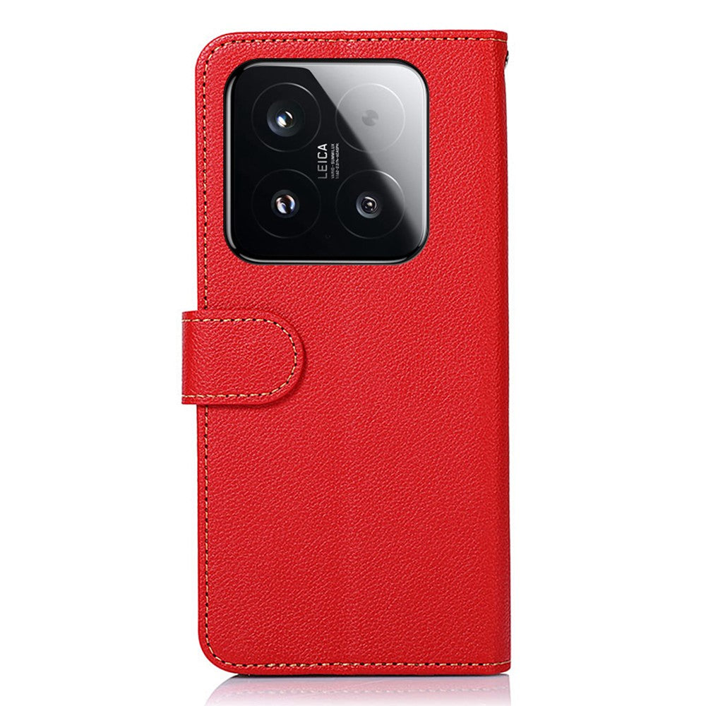 KHAZNEH For Xiaomi 15T Case RFID Blocking Wallet Litchi Texture PU Leather Phone Cover with Strap