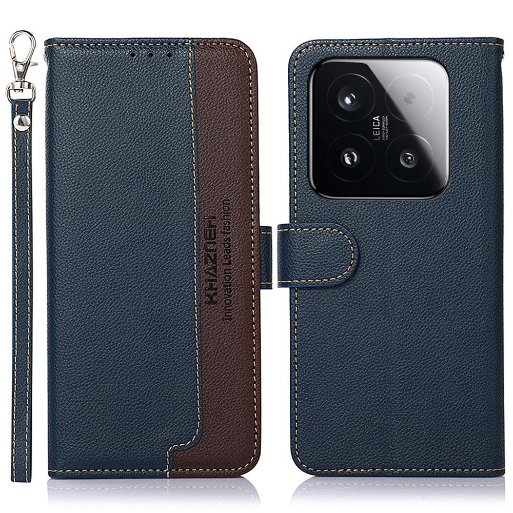 KHAZNEH For Xiaomi 15T Case RFID Blocking Wallet Litchi Texture PU Leather Phone Cover with Strap