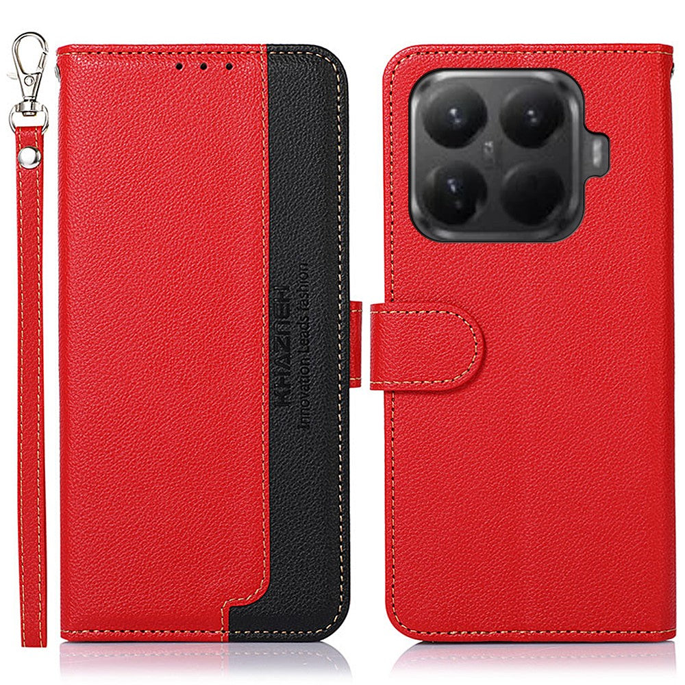 KHAZNEH For Xiaomi 15T Pro Case RFID Blocking Wallet Litchi Texture PU Leather Phone Cover with Strap