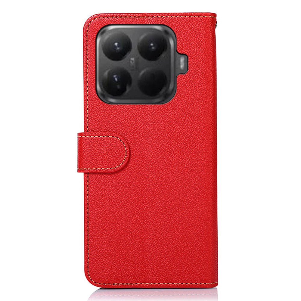 KHAZNEH For Xiaomi 15T Pro Case RFID Blocking Wallet Litchi Texture PU Leather Phone Cover with Strap