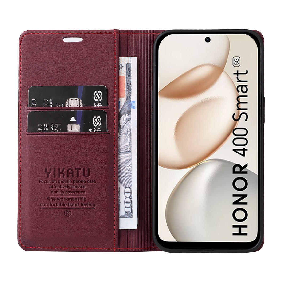 YIKATU For Honor 400 Smart 5G / 4G / X7d 4G Phone Cases  Magnetic Closure PU Leather Mobile Cover
