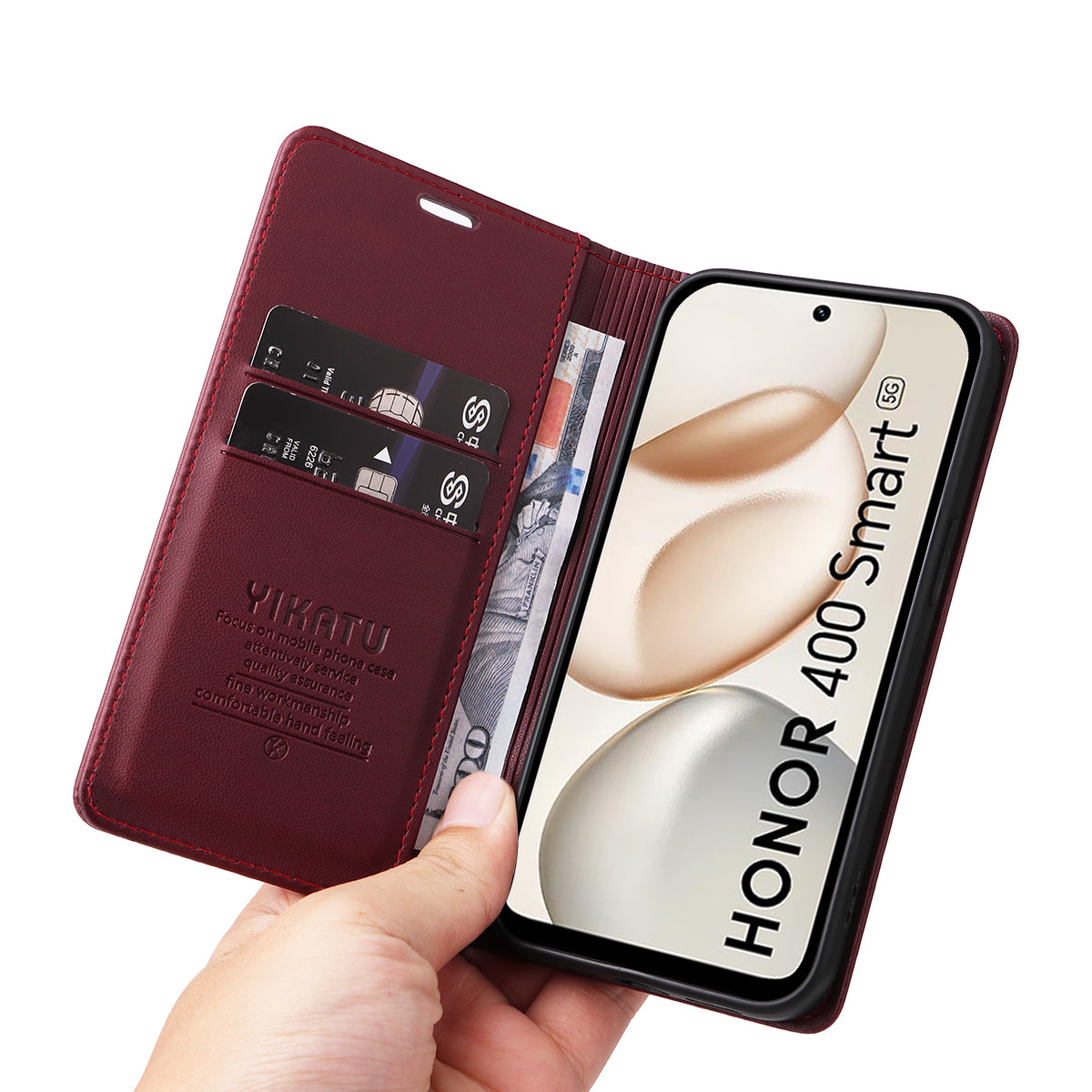YIKATU For Honor 400 Smart 5G / 4G / X7d 4G Phone Cases  Magnetic Closure PU Leather Mobile Cover