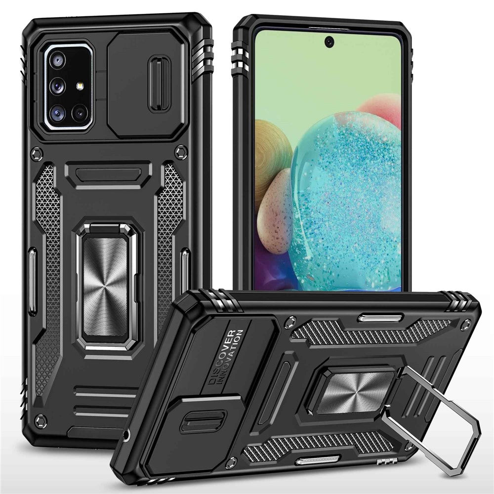 Galaxy A71 5G Stoßfeste Schutzhülle – mit Kameraschutz-Schieber & 360° Ringhalter