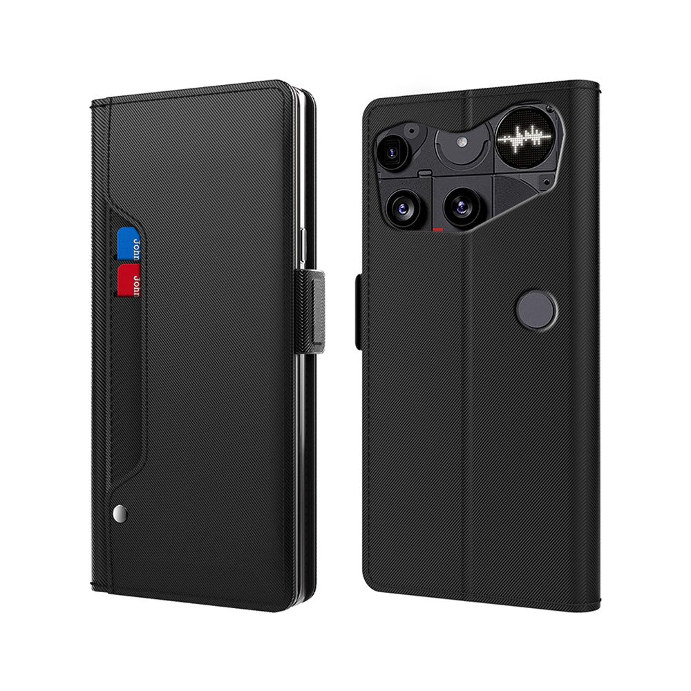 Nothing Phone (3) 5G Wallet-Handyhülle – Aus PU-Leder mit Ständer, Kartenhalter & Spiegel