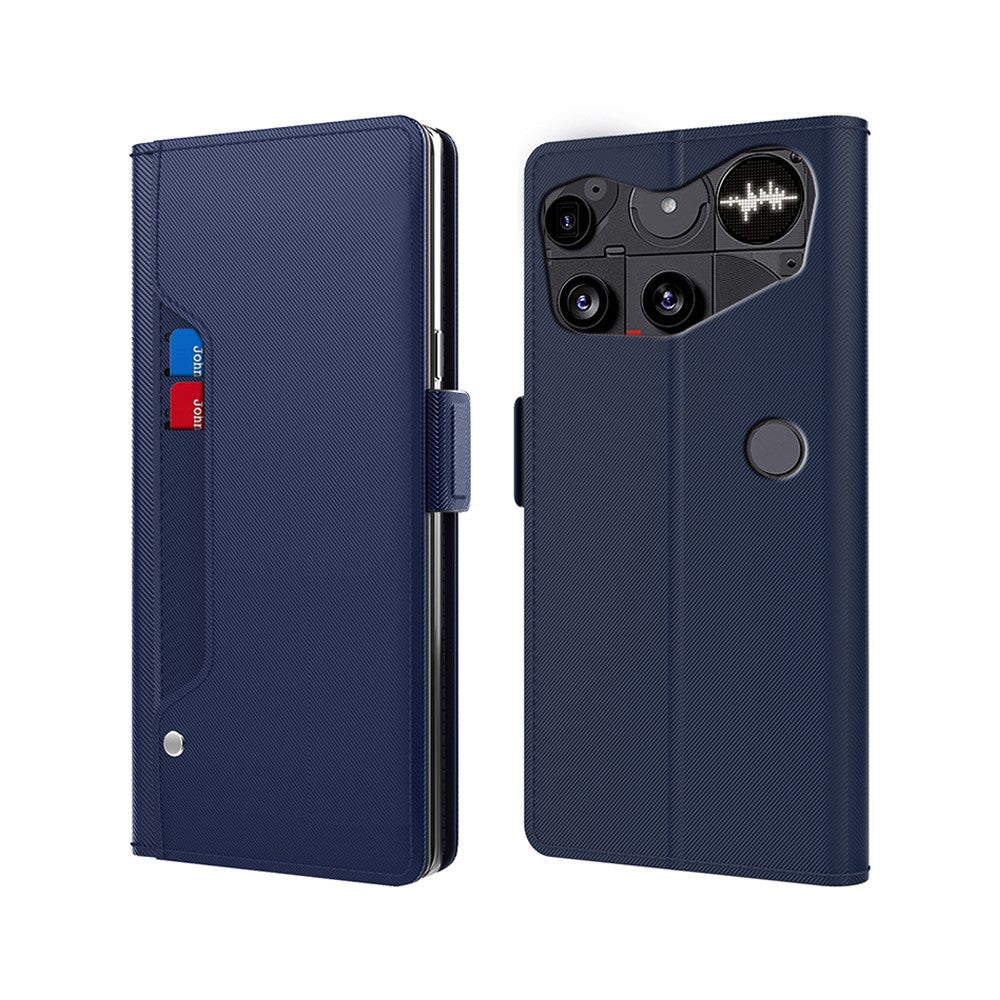 Nothing Phone (3) 5G Wallet-Handyhülle – Aus PU-Leder mit Ständer, Kartenhalter & Spiegel