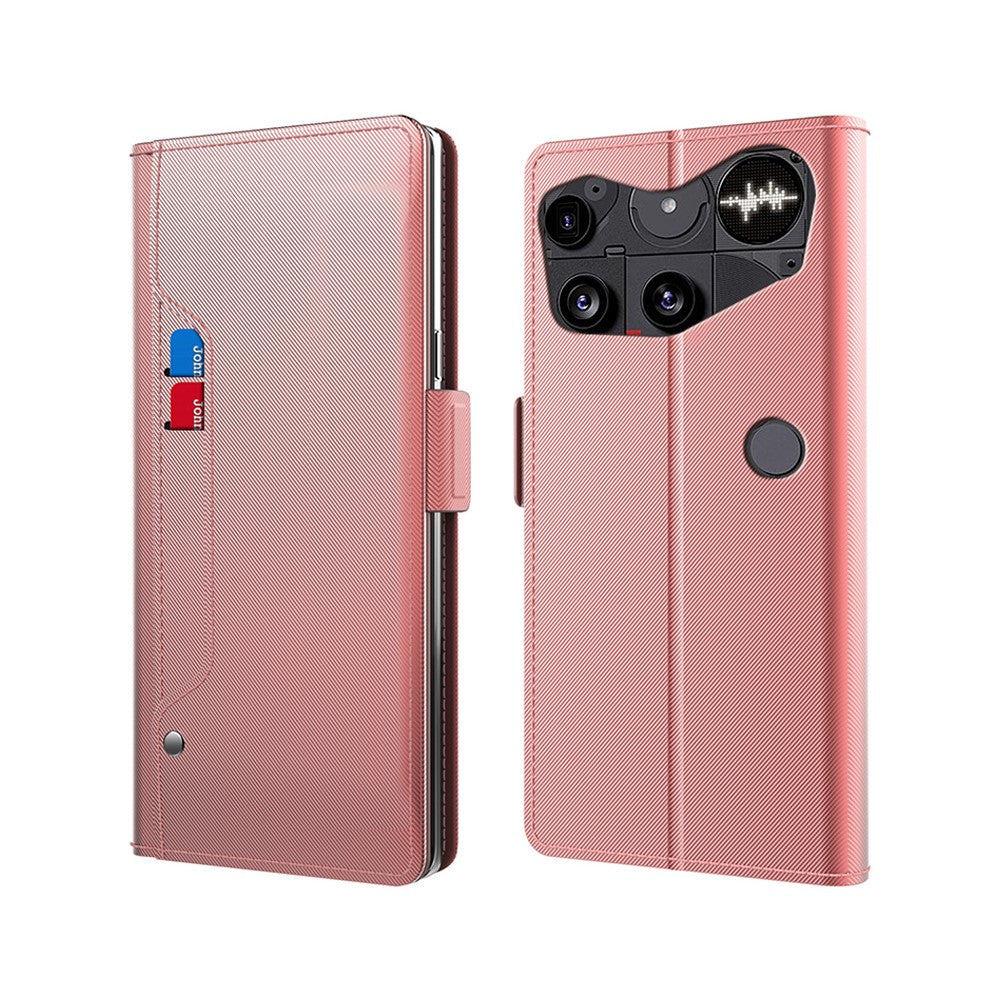 Nothing Phone (3) 5G Wallet-Handyhülle – Aus PU-Leder mit Ständer, Kartenhalter & Spiegel