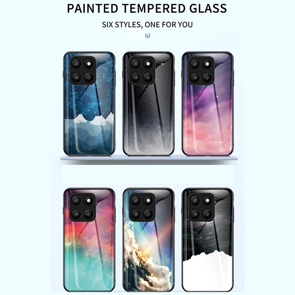 For Honor 400 Smart 5G / 4G / X7d 4G Case Starry Sky Pattern Tempered Glass Phone Cover