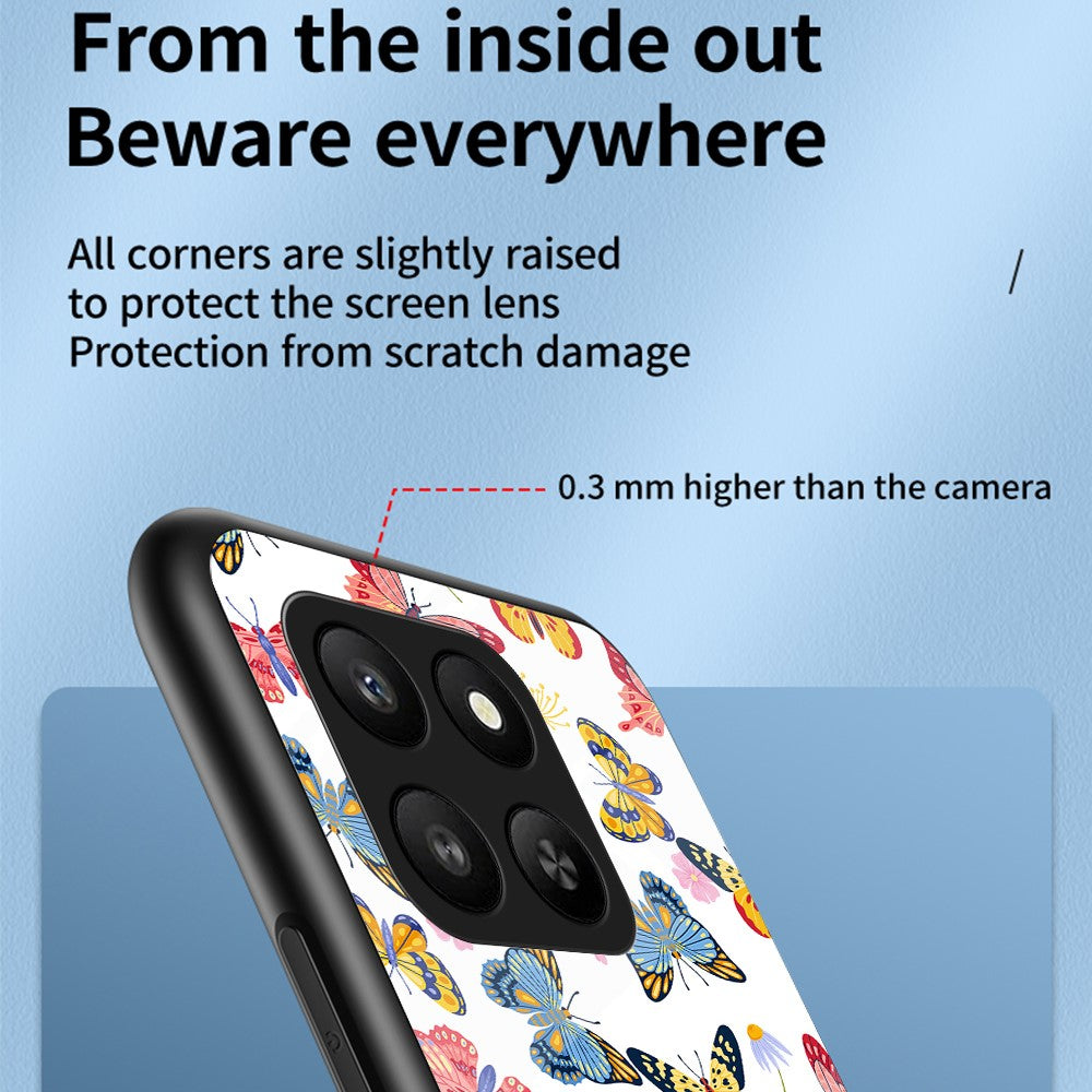 Honor 400 Smart 5G / X7d 4G Handyhülle – Aus TPU & gehärtetem Glas, mit Schmetterlingsmuster