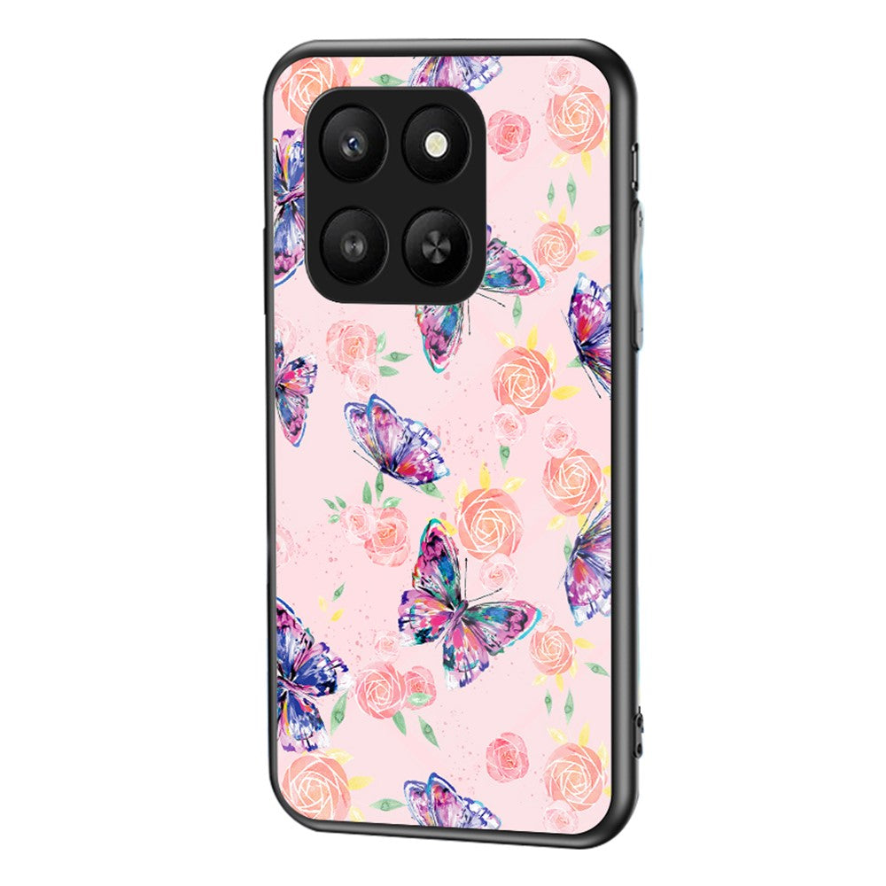Honor 400 Smart 5G / X7d 4G Handyhülle – Aus TPU & gehärtetem Glas, mit Schmetterlingsmuster