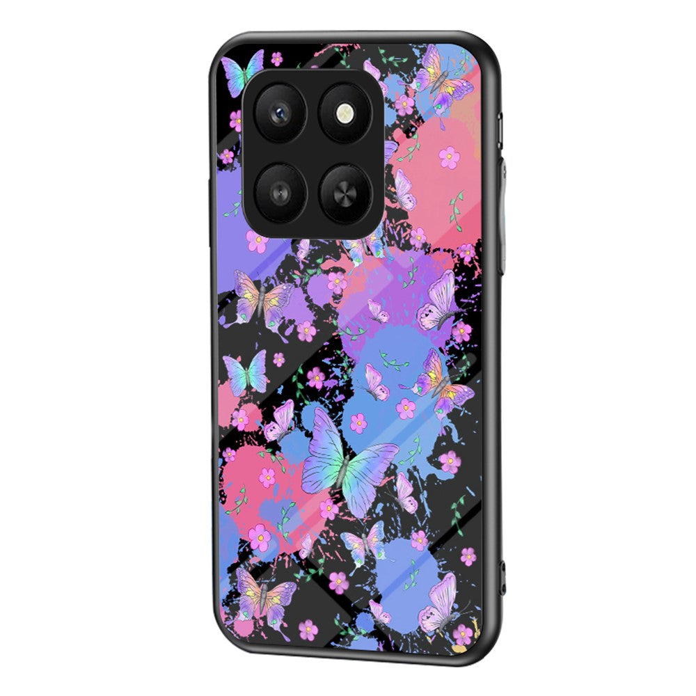 Honor 400 Smart 5G / X7d 4G Handyhülle – Aus TPU & gehärtetem Glas, mit Schmetterlingsmuster