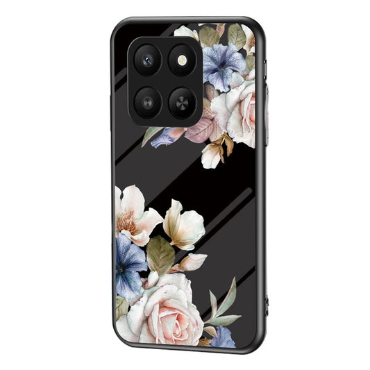 Honor 400 Smart 5G / X7d 4G Handyhülle – Aus TPU & gehärtetem Glas, mit Blumenmuster