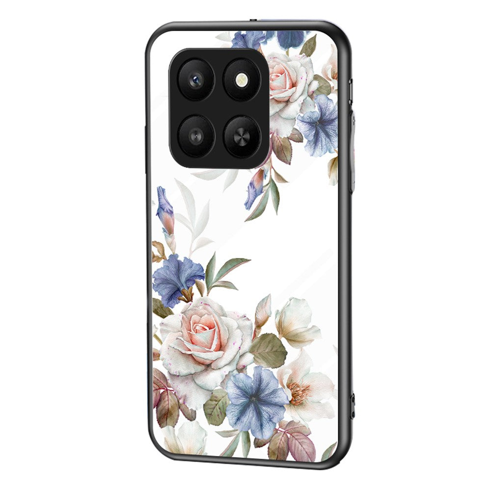 Honor 400 Smart 5G / X7d 4G Handyhülle – Aus TPU & gehärtetem Glas, mit Blumenmuster