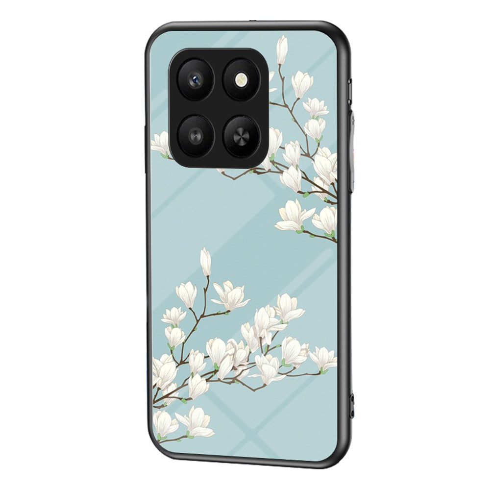 Honor 400 Smart 5G / X7d 4G Handyhülle – Aus TPU & gehärtetem Glas, mit Blumenmuster