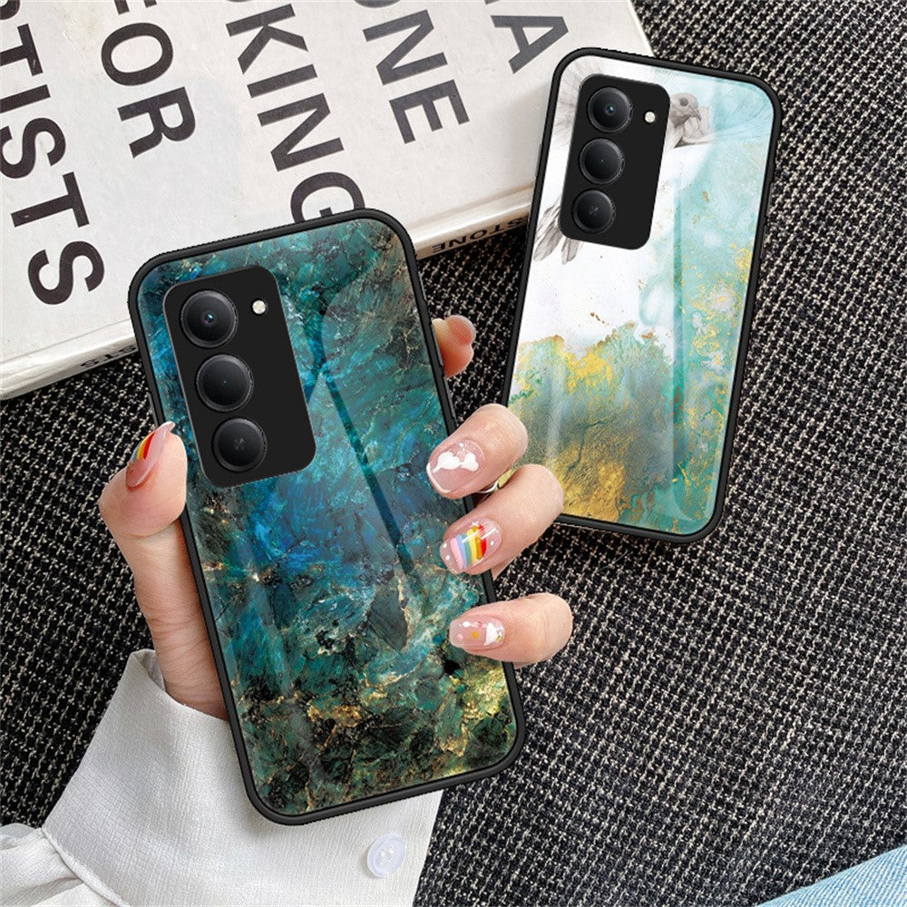 For Xiaomi Redmi 15 5G (Global) (169mm) Case Marble Pattern Tempered Glass+PC+TPU Protective Phone Cover