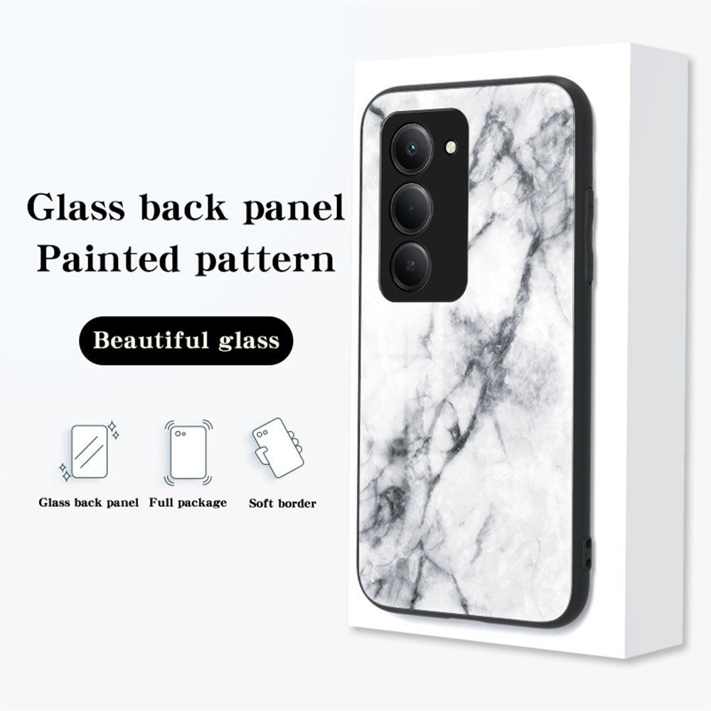 For Xiaomi Redmi 15 5G (Global) (169mm) Case Marble Pattern Tempered Glass+PC+TPU Protective Phone Cover