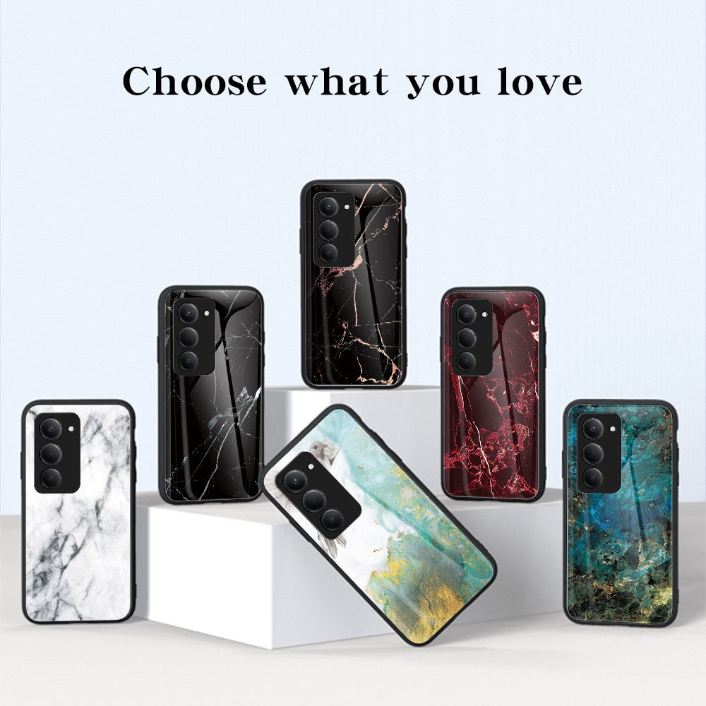 For Xiaomi Redmi 15 5G (Global) (169mm) Case Marble Pattern Tempered Glass+PC+TPU Protective Phone Cover