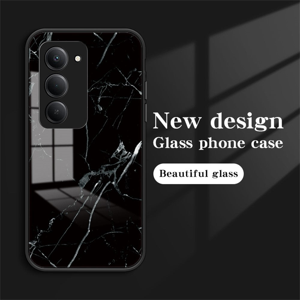 For Xiaomi Redmi 15 4G (EU) (171mm) Case Marble Pattern Tempered Glass+PC+TPU Protective Phone Cover