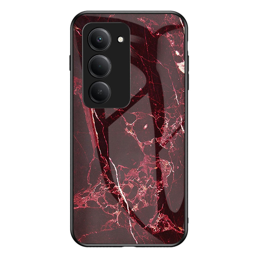 For Xiaomi Redmi 15 4G (EU) (171mm) Case Marble Pattern Tempered Glass+PC+TPU Protective Phone Cover