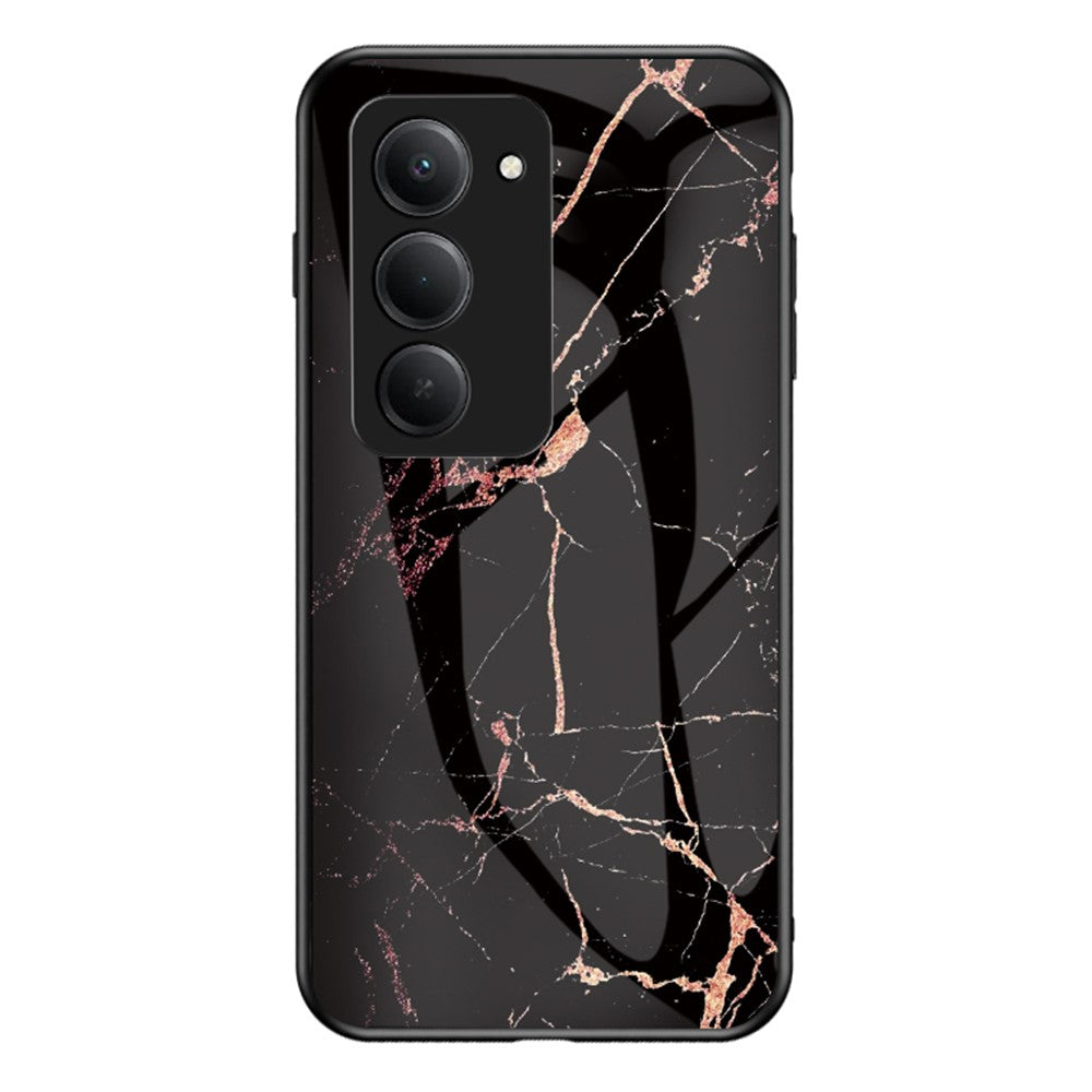 For Xiaomi Redmi 15 4G (EU) (171mm) Case Marble Pattern Tempered Glass+PC+TPU Protective Phone Cover