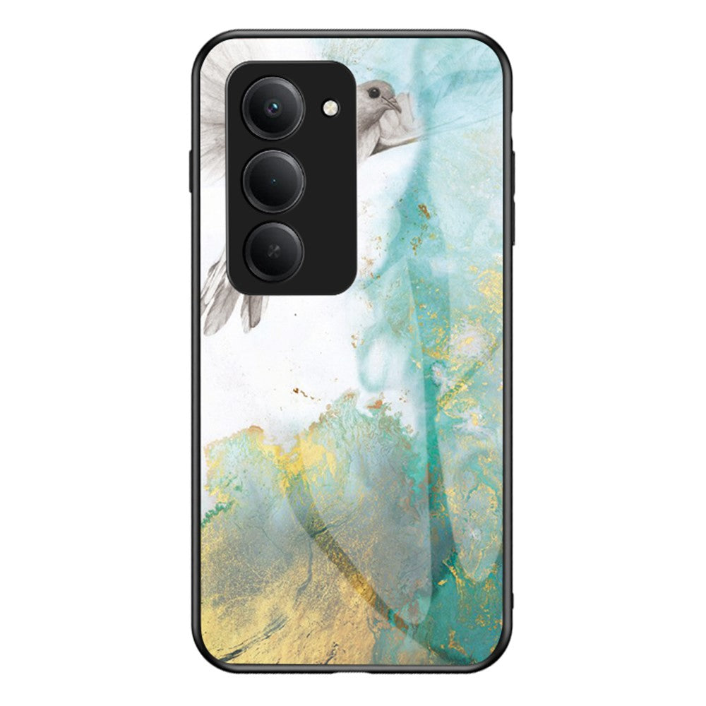 For Xiaomi Redmi 15 4G (EU) (171mm) Case Marble Pattern Tempered Glass+PC+TPU Protective Phone Cover