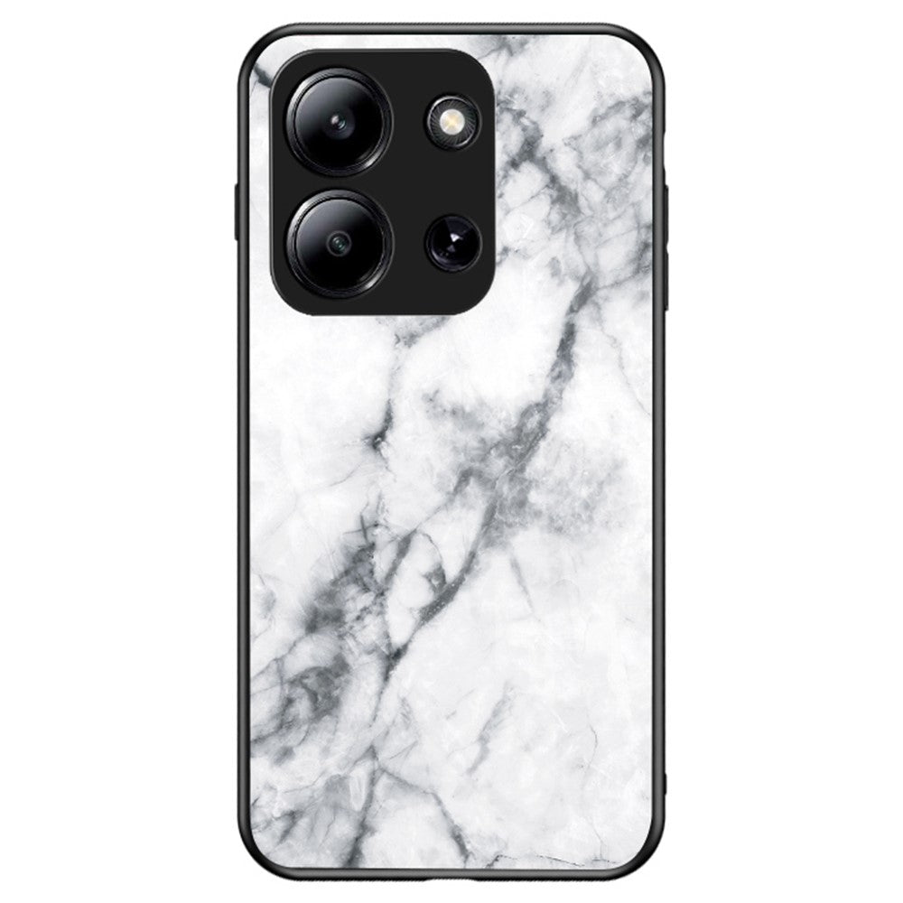 Phone Case For Xiaomi Redmi 15C 4G (EU) (173mm) / 15C 5G (EU) (173mm) / Poco C85 4G (173mm) Marble Pattern Tempered Glass+PC+TPU Protective Cover