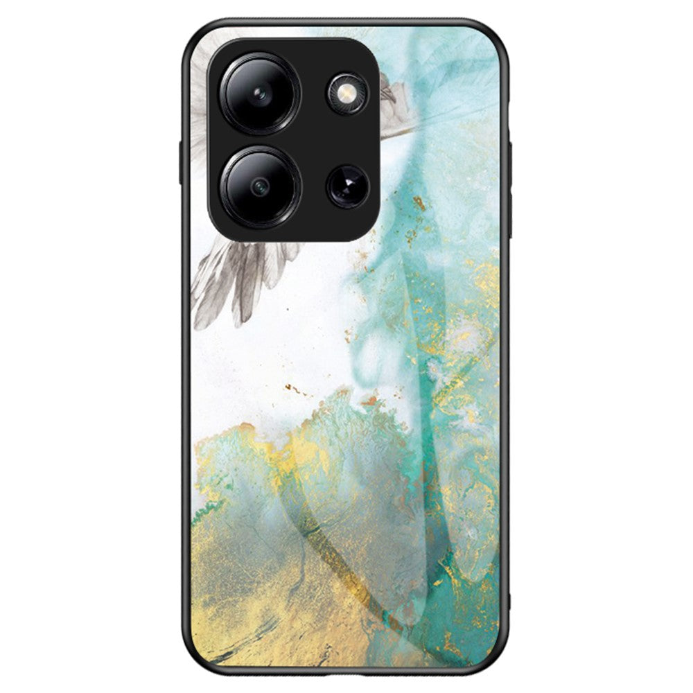 Phone Case For Xiaomi Redmi 15C 4G (EU) (173mm) / 15C 5G (EU) (173mm) / Poco C85 4G (173mm) Marble Pattern Tempered Glass+PC+TPU Protective Cover