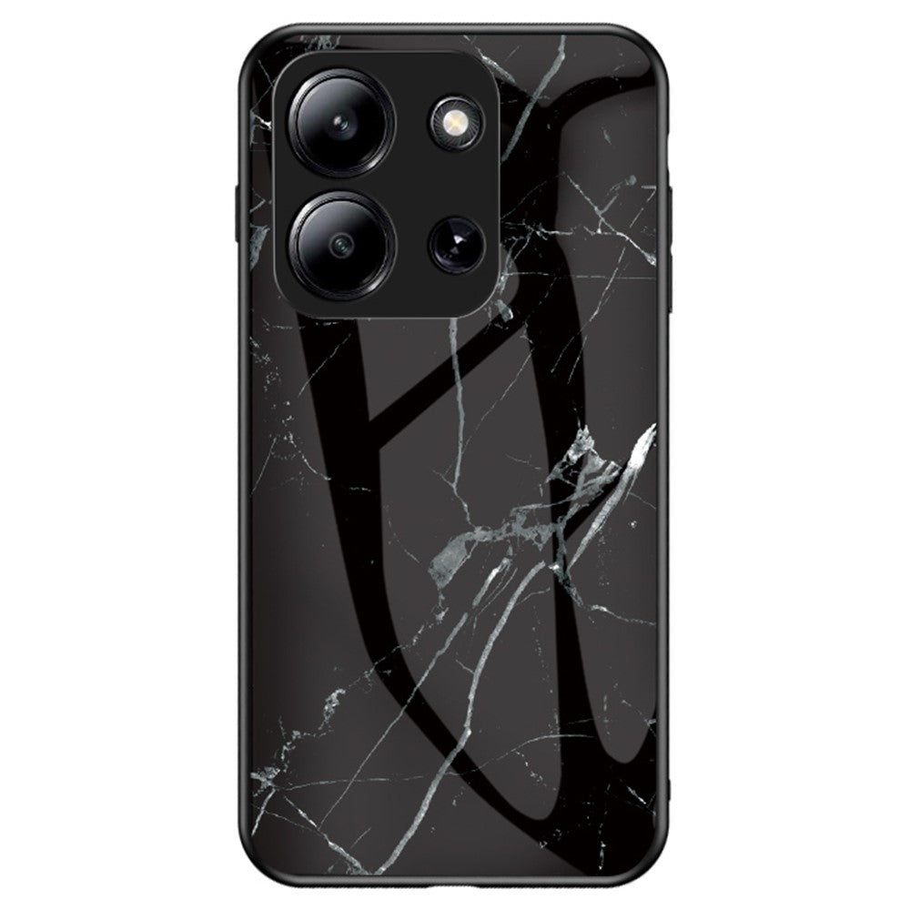 Phone Case For Xiaomi Redmi 15C 4G (EU) (173mm) / 15C 5G (EU) (173mm) / Poco C85 4G (173mm) Marble Pattern Tempered Glass+PC+TPU Protective Cover