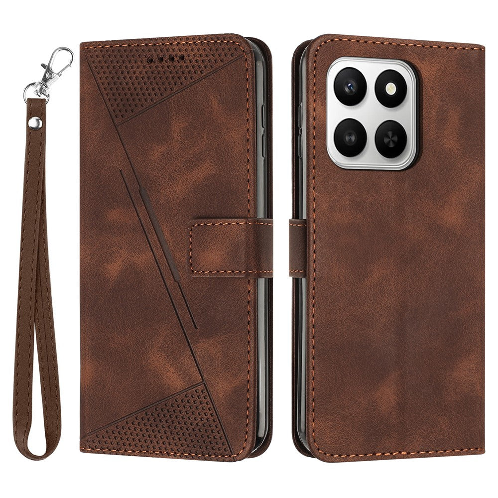 Leather Case For Honor 400 Smart 5G / 4G / X7d 4G / 5G Imprinted Triangle Phone Cover with Hand Strap