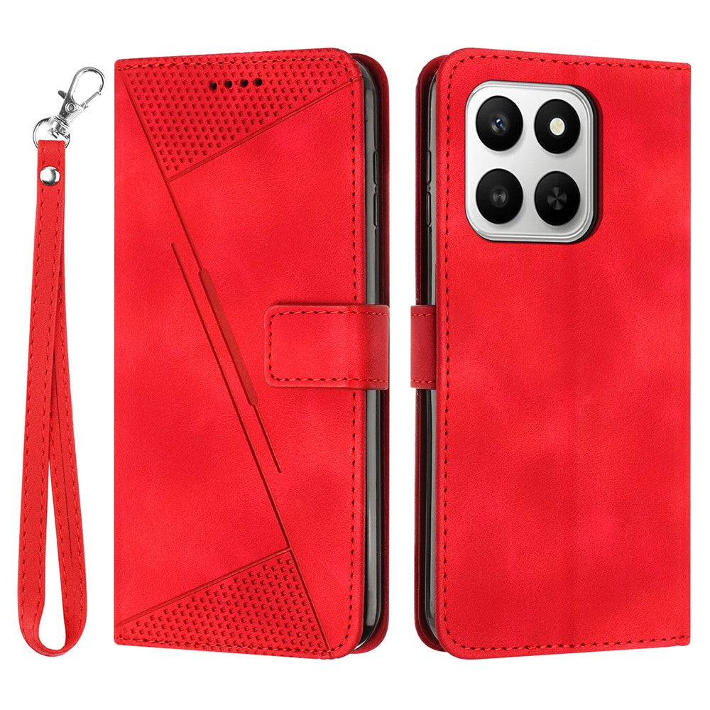 Leather Case For Honor 400 Smart 5G / 4G / X7d 4G / 5G Imprinted Triangle Phone Cover with Hand Strap
