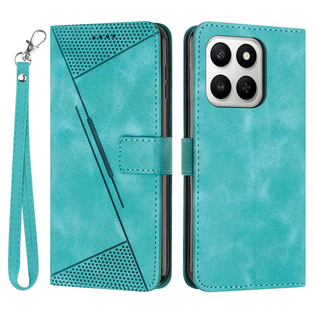 Leather Case For Honor 400 Smart 5G / 4G / X7d 4G / 5G Imprinted Triangle Phone Cover with Hand Strap