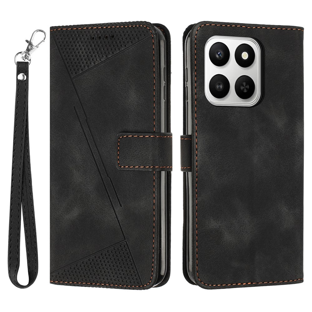 Leather Case For Honor 400 Smart 5G / 4G / X7d 4G / 5G Imprinted Triangle Phone Cover with Hand Strap