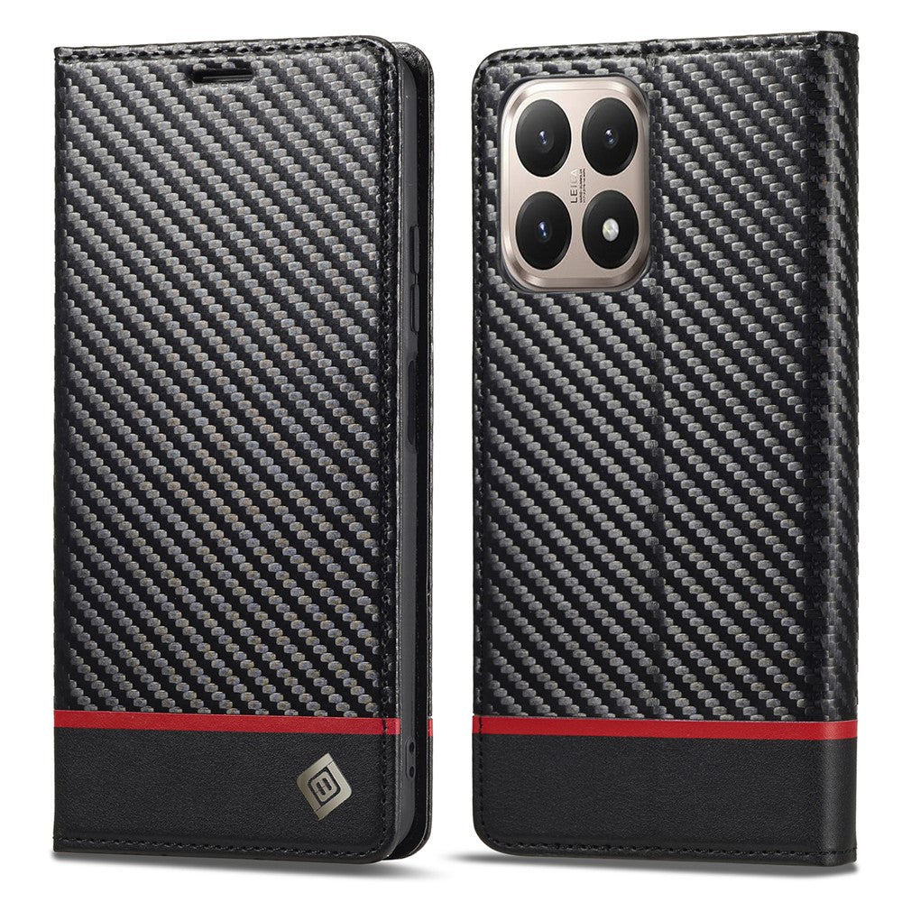LC.IMEEKE For Xiaomi 15T Wallet Case Carbon Fiber Texture Leather Phone Cover