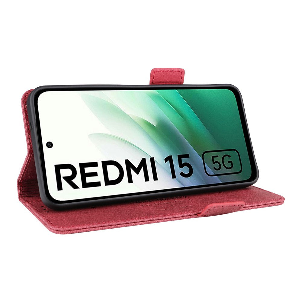 For Xiaomi Redmi 15 5G (Global) (169mm) Case Leather Wallet Flip Phone Cover with Hardware Decor