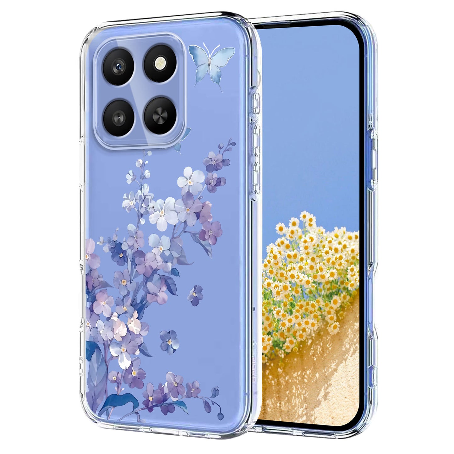 For Honor 400 Smart 4G / Honor 400 Smart 5G Case Butterfly Floral Pattern Printing TPU Phone Back Cover