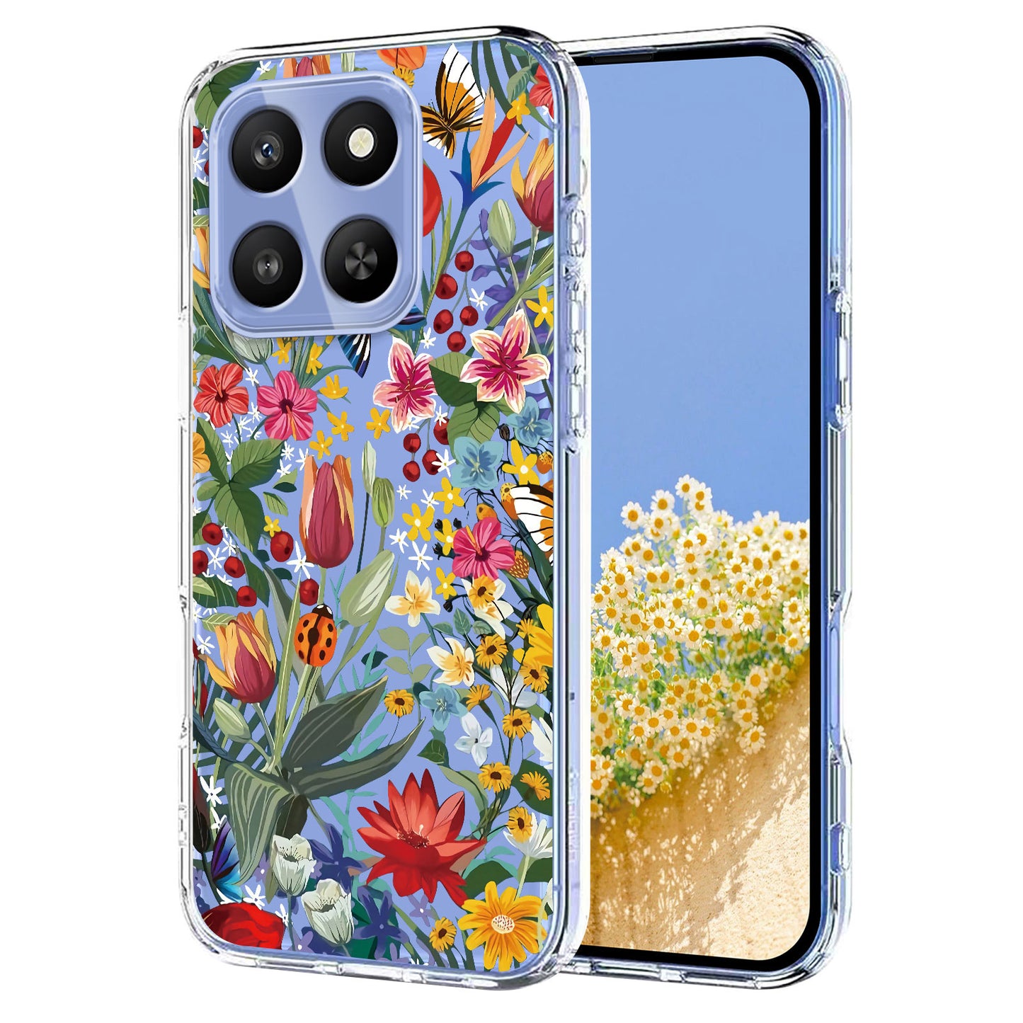 For Honor 400 Smart 4G / Honor 400 Smart 5G Case Butterfly Floral Pattern Printing TPU Phone Back Cover