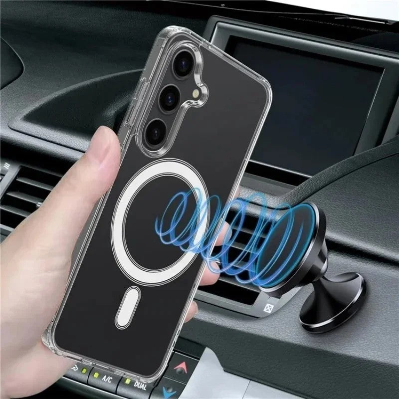 Galaxy S25 FE magnetische Hülle – Mit 2 Stück Bildschirmfolien & transparent