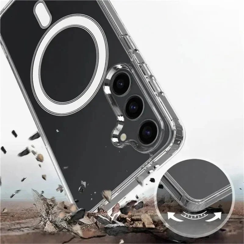 Galaxy S25 FE magnetische Hülle – Mit 2 Stück Bildschirmfolien & transparent