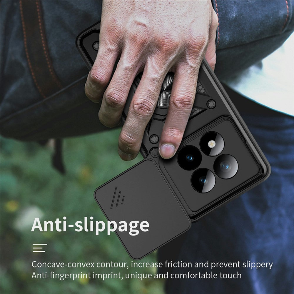 For Xiaomi Poco M8 Pro 5G / Redmi Note 15 Pro+ 5G (Global) Case with Slide Camera Lid PC + TPU Kickstand Phone Cover