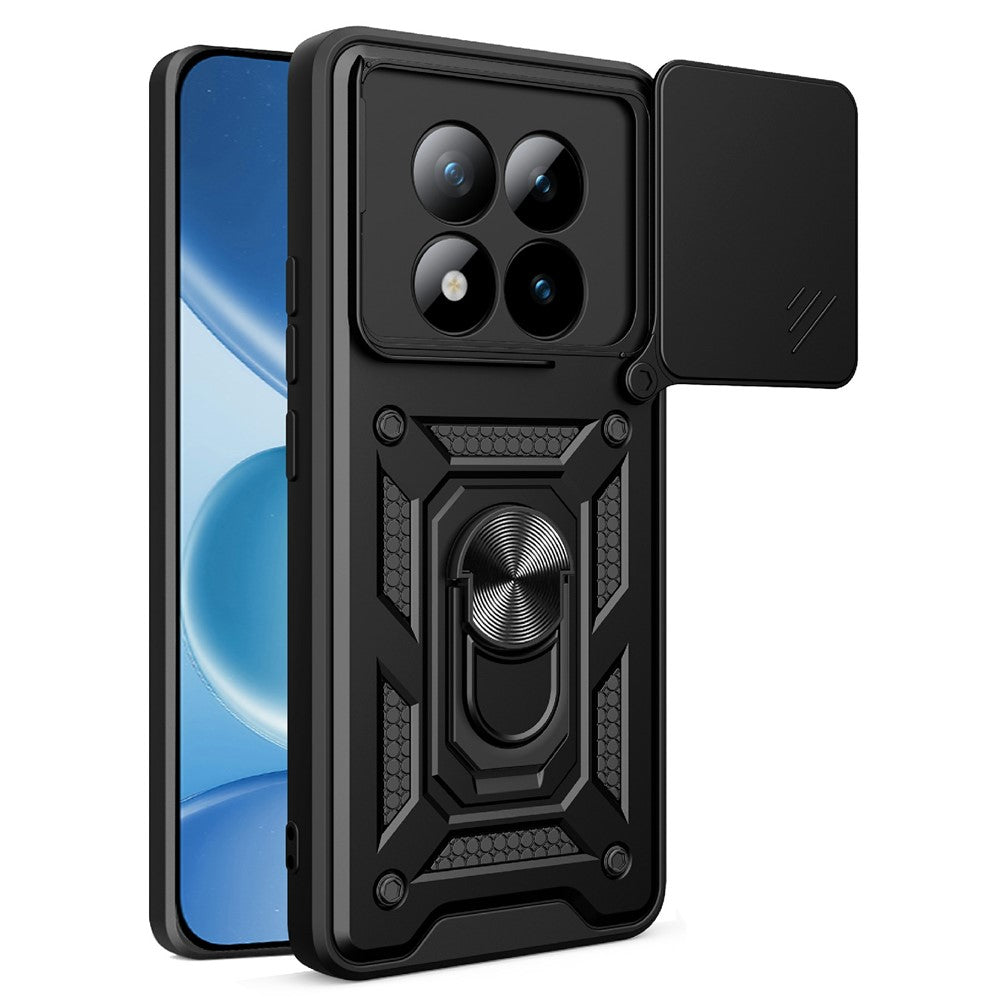 For Xiaomi Poco M8 Pro 5G / Redmi Note 15 Pro+ 5G (Global) Case with Slide Camera Lid PC + TPU Kickstand Phone Cover